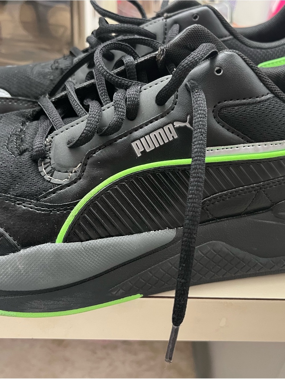 Puma Black Sneakers with Neon Green Trim